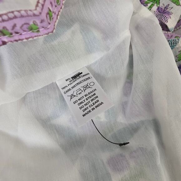 Alicia Bell Sutton Turquoise Purple Floral Silk Blend Tiered Maxi Skirt - Picture 12 of 12